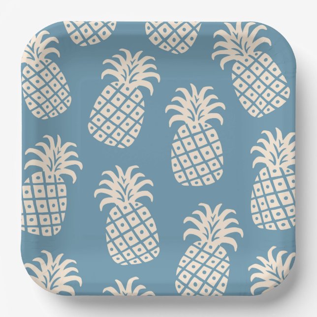 Pineapple Twist Tropical Design Paper Plate (Front)