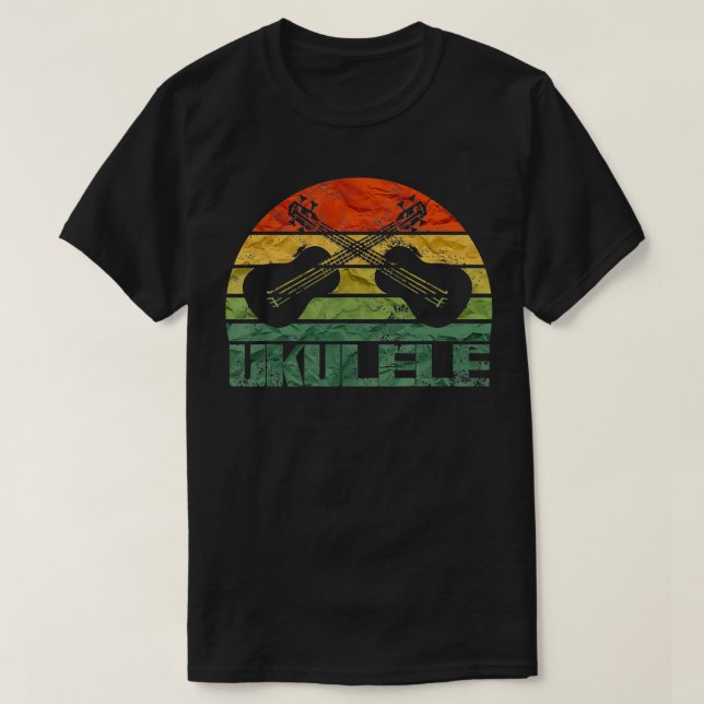Pineapple Ukulele Retro Hawaiian Uke Silhouette Su T-Shirt (Design Front)