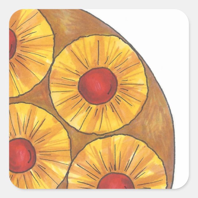 Pineapple Upside Down Cake Baking Dessert Foodie Square Sticker (Front)