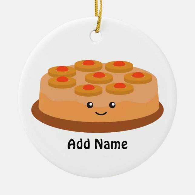Pineapple Upside Down Cake Ceramic Ornament (Front)
