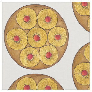 Pineapple Upside Down Cake Cherries Baking Dessert Fabric