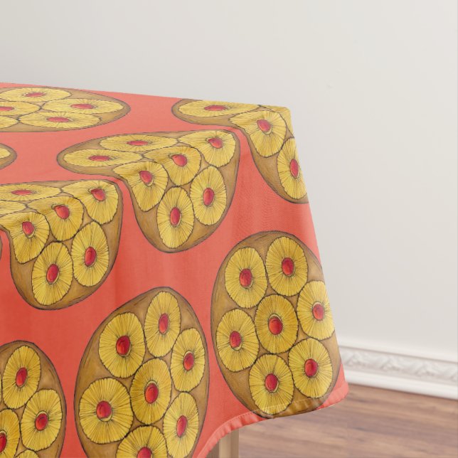 Pineapple Upside Down Cake Cherries Baking Dessert Tablecloth (In Situ)
