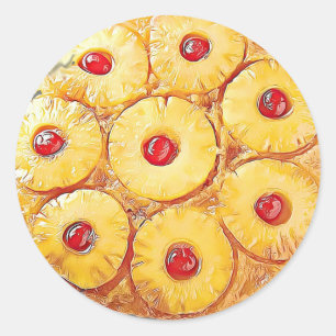 Pineapple Upside Down Food Cake Dessert Stickers