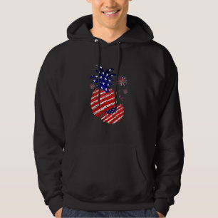 Pineapple Us Flag 4th Of July Patriotic Independen Hoodie