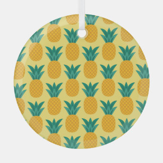 Pineapple Vintage: Fruitful Pattern Delight. Glass Ornament