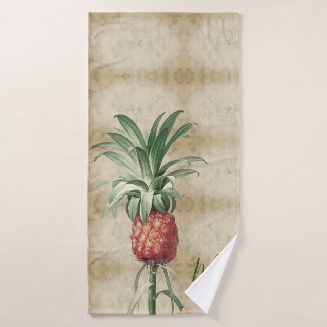Pineapple Vintage Tropical Elegant Monogram Bath Towel Set (Bath Towel)