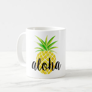 Pineapple Watercolor Aloha Tropical Mug