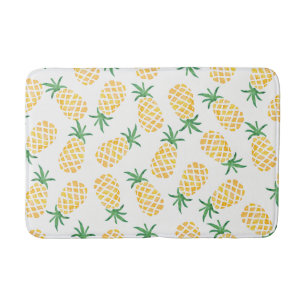 Pineapple watercolor bath mat