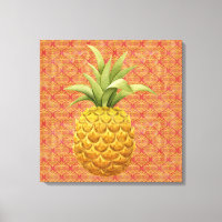 Pineapple Watercolor Bold Wrapped Canvas Print