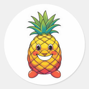 Pineapple Watercolor  Classic Round Sticker