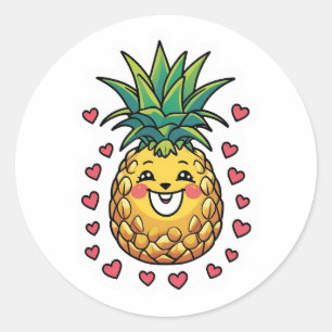 Pineapple Watercolor  Classic Round Sticker