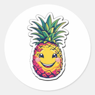 Pineapple Watercolor  Classic Round Sticker
