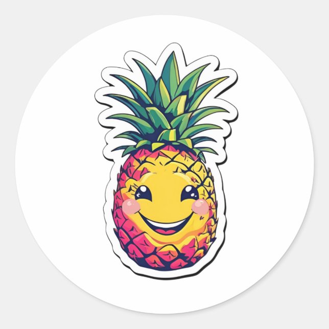 Pineapple Watercolor  Classic Round Sticker (Front)