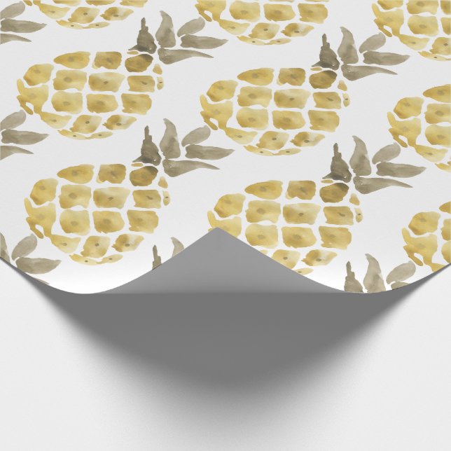 Pineapple Watercolor Country Rustic Wrapping Paper (Corner)