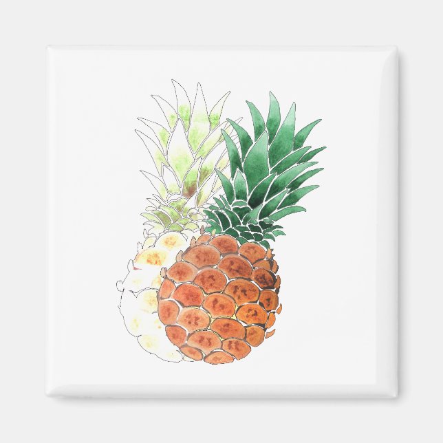 Pineapple, watercolor . magnet (Front)