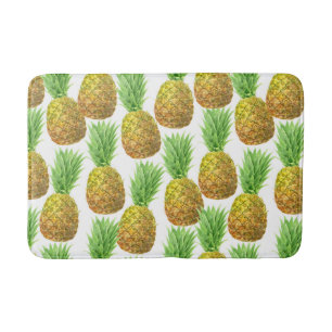 Pineapple watercolor pattern bath mat