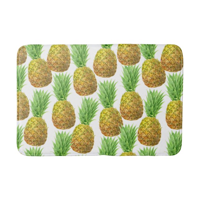 Pineapple watercolor pattern bath mat (Front)