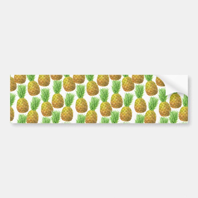 Pineapple watercolor pattern bumper sticker (Front)
