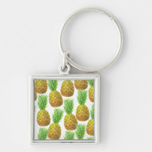 Pineapple watercolor pattern keychain