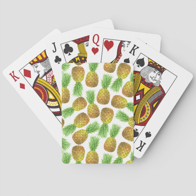Pineapple watercolor pattern playing cards (Back)