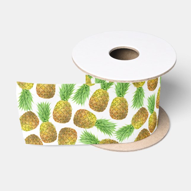 Pineapple watercolor pattern satin ribbon (Spool)
