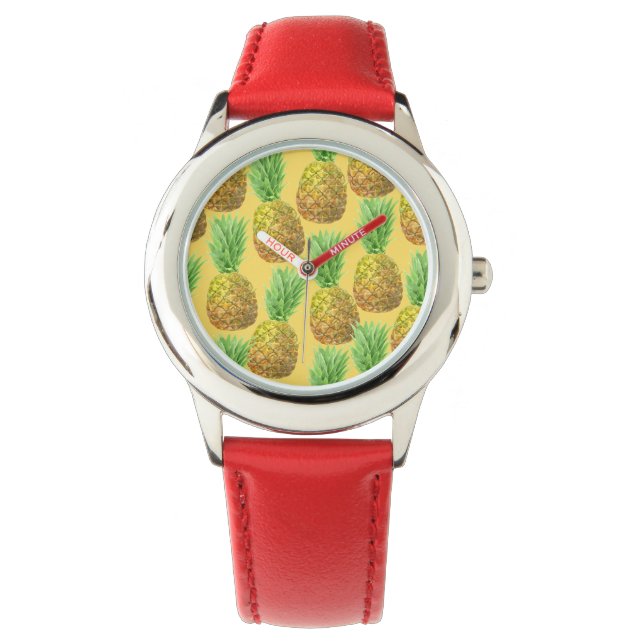 Pineapple watercolor pattern watch (Front)