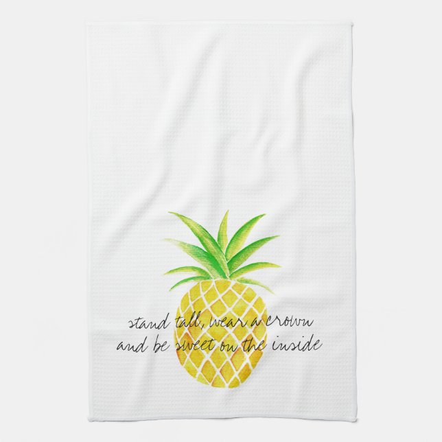 Pineapple Watercolor Stand Tall Wear a Crown Kitchen Towel (Vertical)