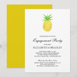 Pineapple Watercolor Tropical Engagement Party Invitation