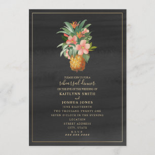 Pineapple Watercolor Wedding Rehearsal Dinner Invitation
