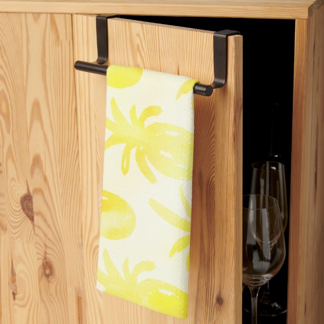 Pineapple watercolour yellow  kitchen towel (Thirds Fold)