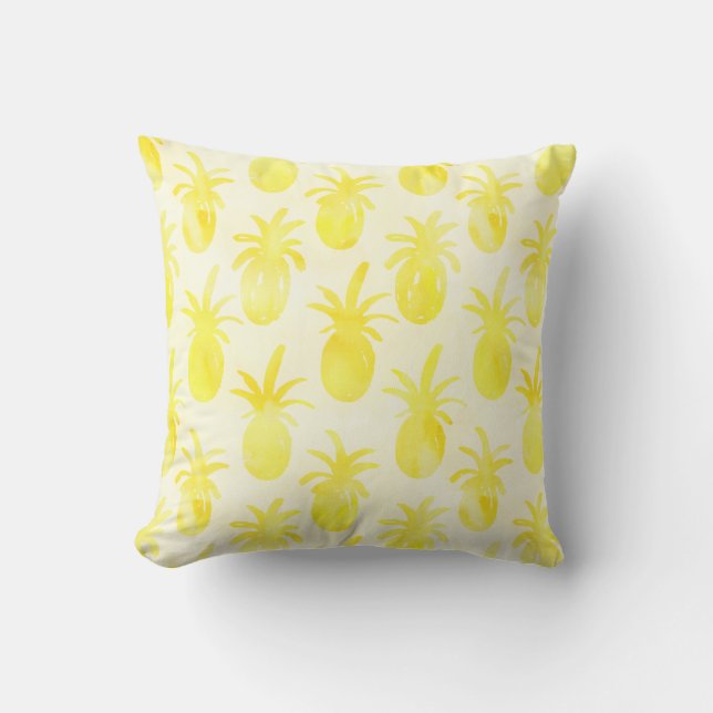 Pineapple watercolour yellow  throw pillow (Front)
