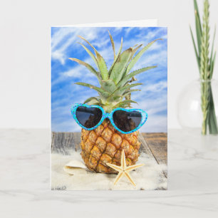pineapple wearing heart sunglasses card
