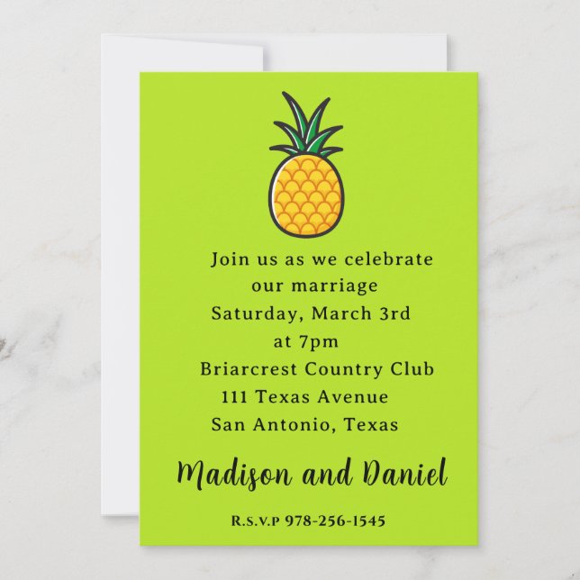 Pineapple Wedding Tropical Party Invitation (Front)