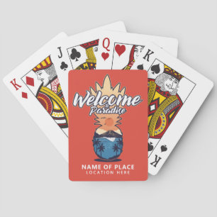 Pineapple Welcome custom text playing cards