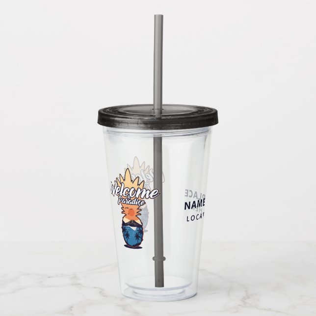 Pineapple Welcome custom text tumblers (Front)