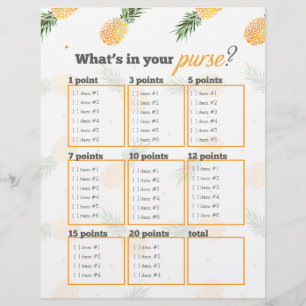 Pineapple What's in your purse? bridal shower game