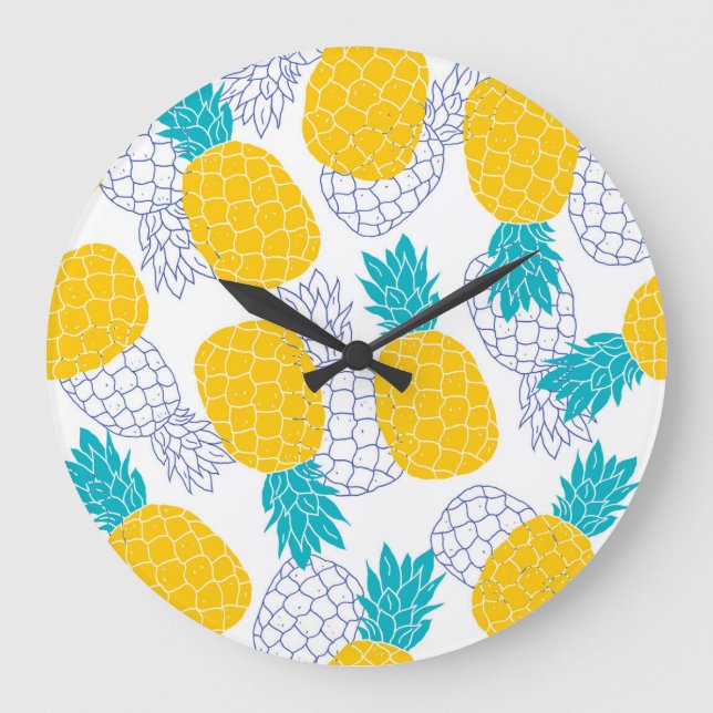 Pineapple white background, seamless pattern. large clock (Front)