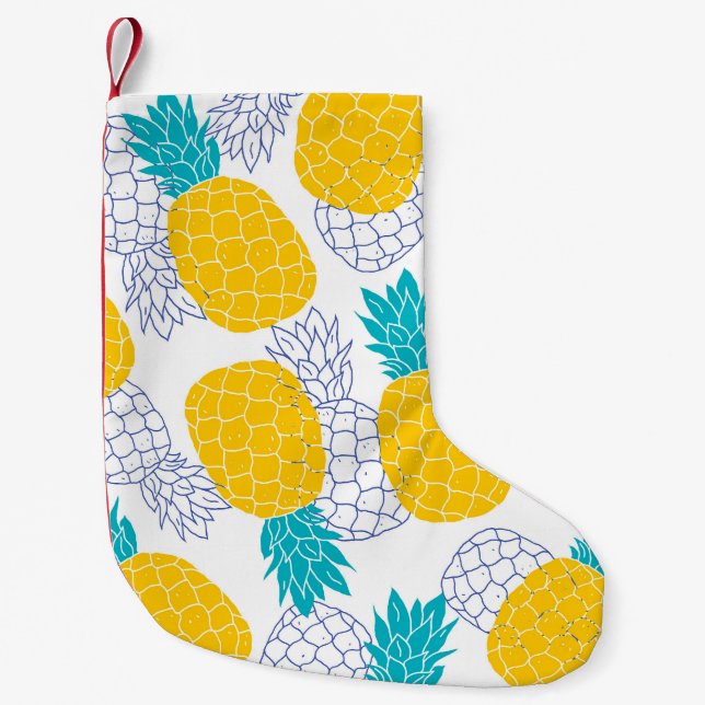 Pineapple white background, seamless pattern. small christmas stocking (Front)