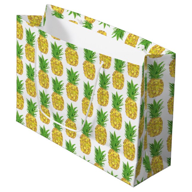 Pineapple White Large Gift Bag (Front Angled)