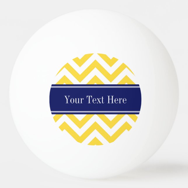 Pineapple White LG Chevron Navy Blue Name Monogram Ping Pong Ball (Front)