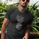 Pineapple White Outline Black Tropical T-Shirt<br><div class="desc">This design was created through digital art. It may be personalized by clicking the customize button and changing the colour, adding a name, initials or your favourite words. Contact me at colorflowcreations@gmail.com if you with to have this design on another product. Purchase my original abstract acrylic painting for sale at...</div>