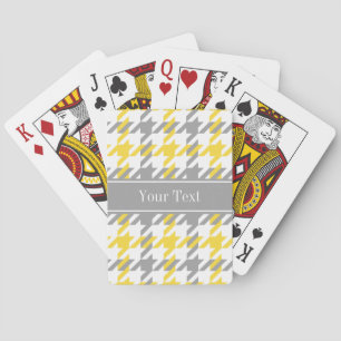 Pineapple Wht Dk Grey Houndstooth Name Monogram Playing Cards