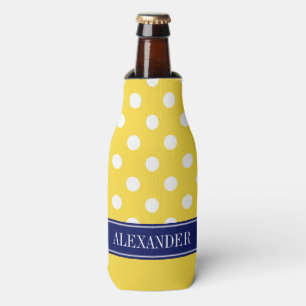 Pineapple Wht LG Polka Dot CB Navy Name Monogram Bottle Cooler