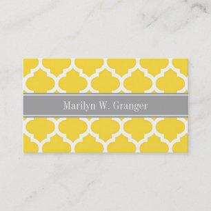 Pineapple Wht Moroccan #5 Dk Grey Name Monogram Business Card