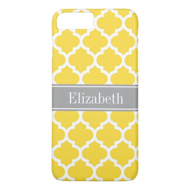 Pineapple Wht Moroccan #5 Dk Grey Name Monogram Case-Mate iPhone Case (Back)