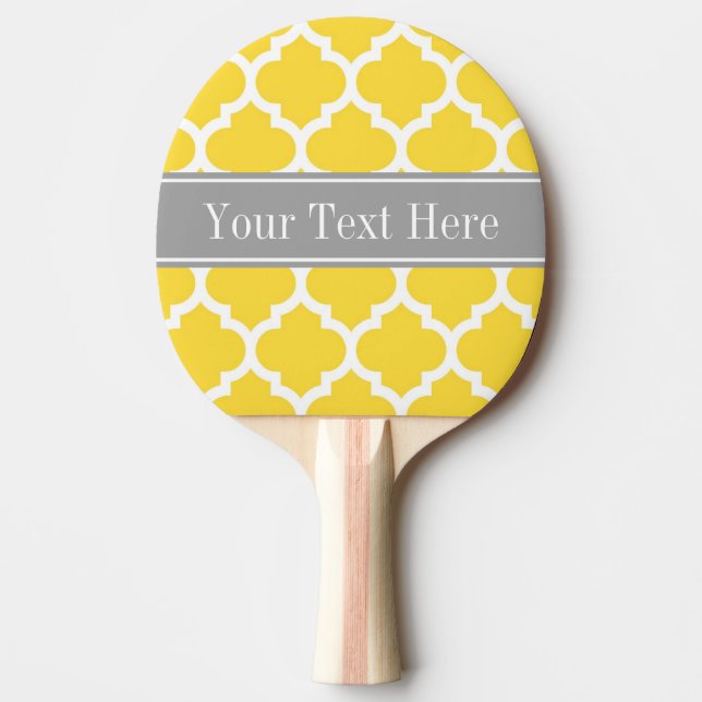 Pineapple Wht Moroccan #5 Dk Grey Name Monogram Ping Pong Paddle (Front)