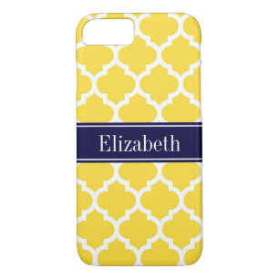 Pineapple Wht Moroccan #5 Navy Blue Name Monogram Case-Mate iPhone Case