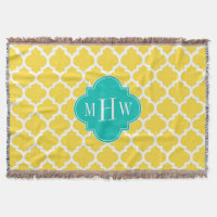 Pineapple Wht Moroccan #5 Teal 3 Initial Monogram