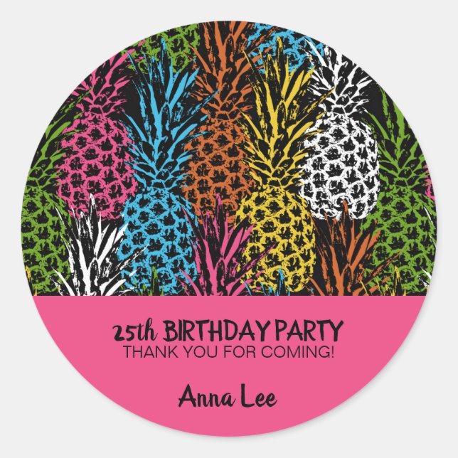 Pineapple Wild and Sweet Classic Round Sticker (Front)