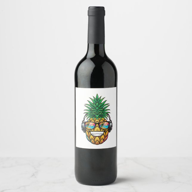 pineapple with eyeglasses wine label (Front)